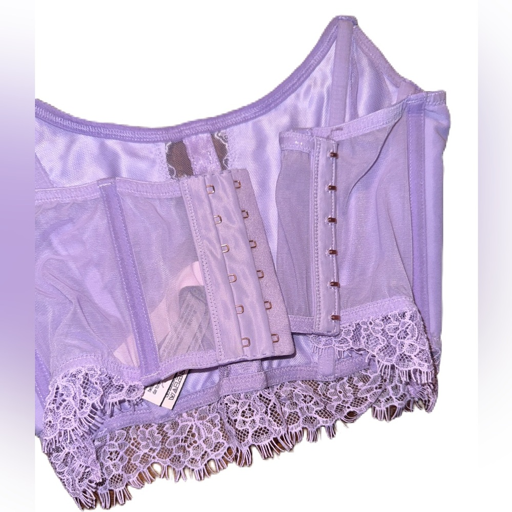 Victoria's Secret Dream Angel Lavender Floral Lace Bustier Sz Small EUC - Picture 3 of 16